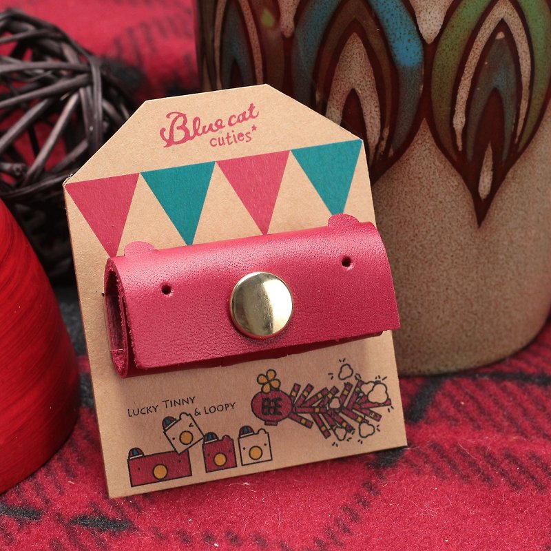 Cutie Long Bang Qiang ~ Cuties Limited Edition A Little Lucky Loopy Single (Small Lucky Bag - Red) Genuine Leather Handmade Headphone Hub - Other - Genuine Leather Red