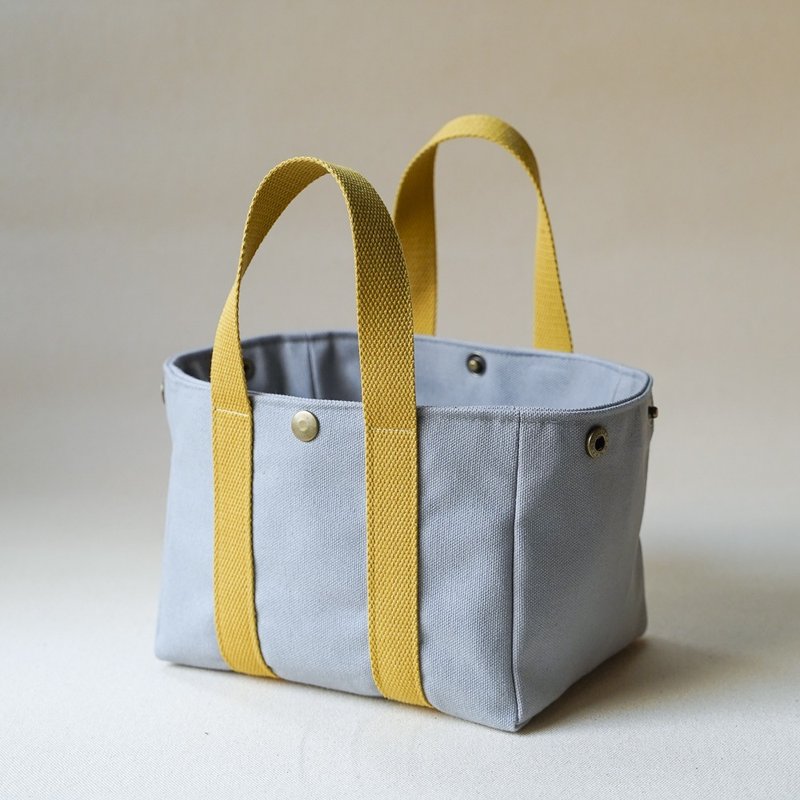 Simple Picnic Bag・mini・Light Gray - กระเป๋าถือ - ผ้าฝ้าย/ผ้าลินิน สีเทา