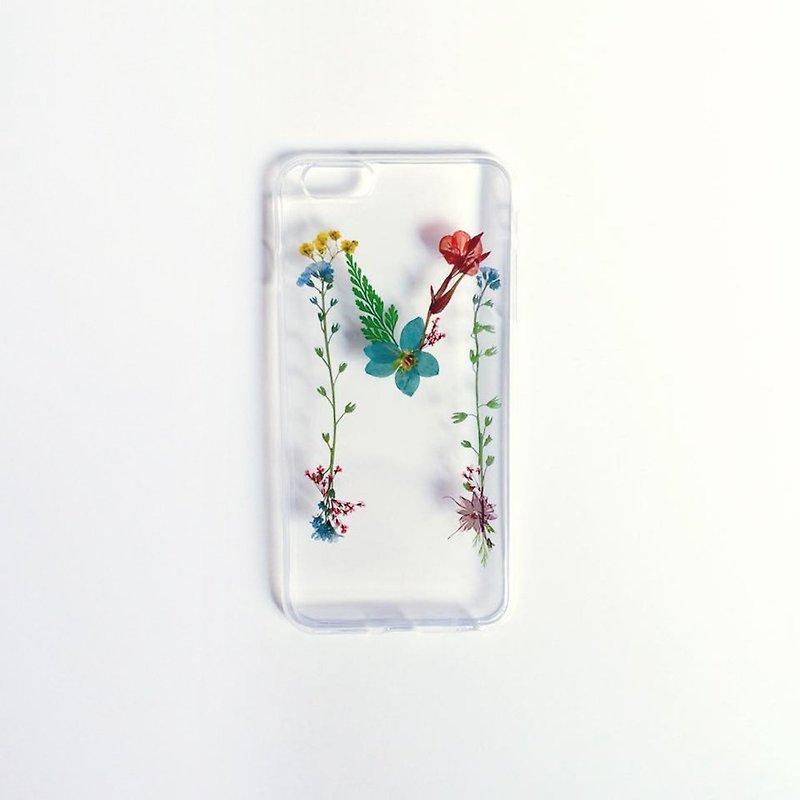 Custom made Initial pressed flower phonecase - Phone Cases - Plastic Multicolor