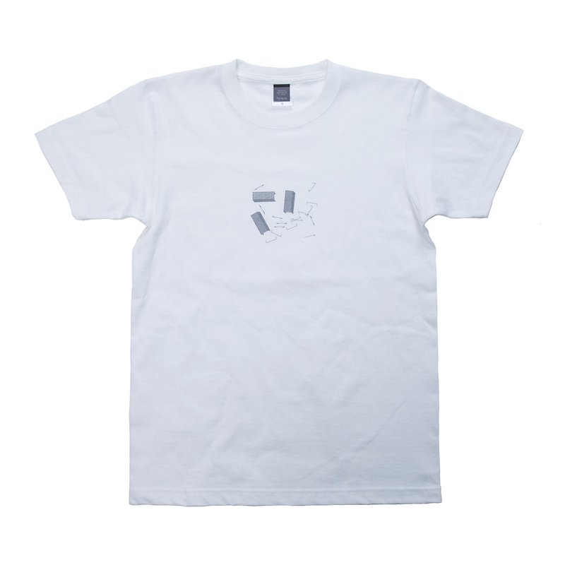 Stapler print T-shirt Unisex XS ~ XL size Tcollector - เสื้อฮู้ด - ผ้าฝ้าย/ผ้าลินิน ขาว