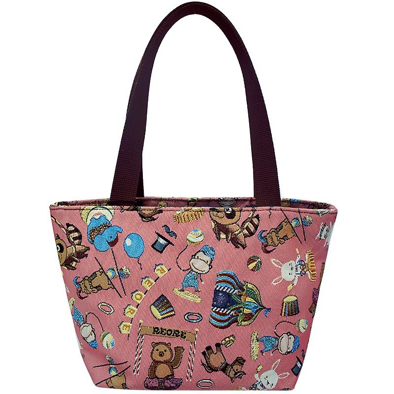 Jacquard weave Videos lightweight Tote happy circus (pink) Coffee - Messenger Bags & Sling Bags - Other Materials 