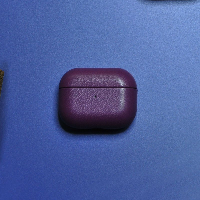 AirPods 4/3/Pro/Pro2 真皮 耳機保護套 配色 Grape 葡萄 刻名 - 耳機/藍牙耳機 - 真皮 紫色