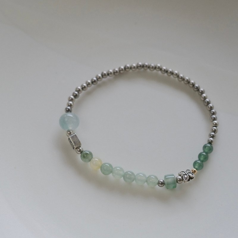 Niancui-Myanmar natural grade A jadeite-classical series special Silver bean bracelets - สร้อยข้อมือ - หยก สีเขียว