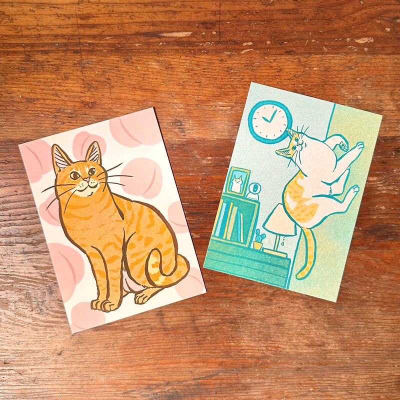 各種貓咪 孔版印刷 明信片B - 心意卡/卡片 - 紙 多色