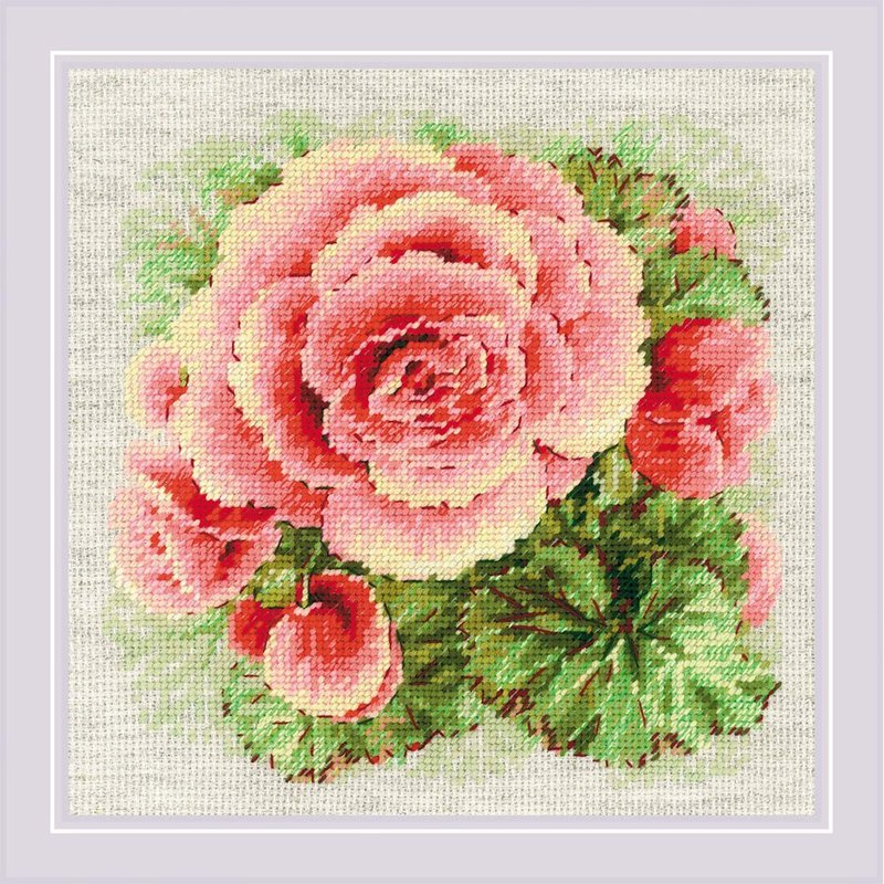 2122 - RIOLIS cross stitch material package - Rose Begonia - Knitting, Embroidery, Felted Wool & Sewing - Other Materials 