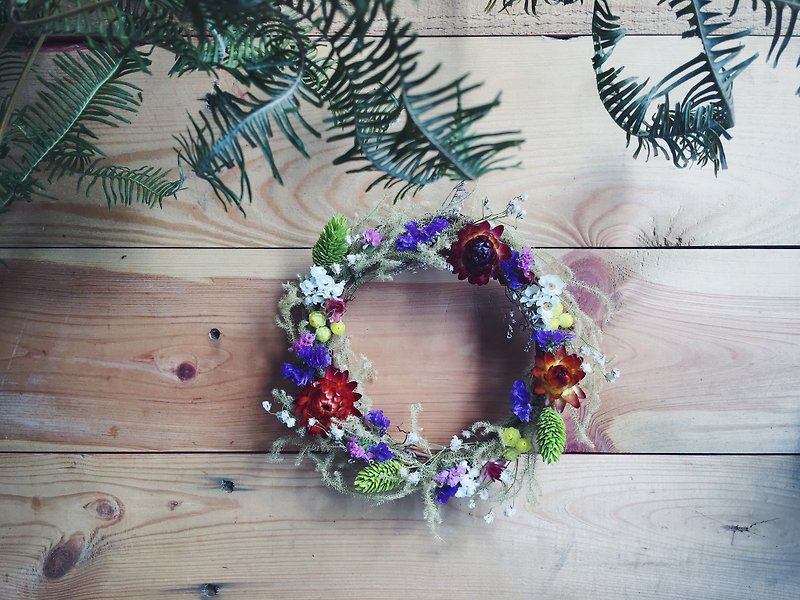 [Good] dried flower wreath New Year wreath of dried flowers sweet Valentine's Day gift gift (S) - ตกแต่งต้นไม้ - พืช/ดอกไม้ สีม่วง