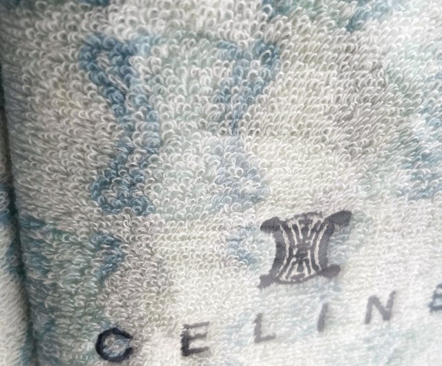 CELINE 水色 タオルセット　バスタオル 中世の美 CELINE セリーヌ コットン刺繍 凱旋門 バスタオル