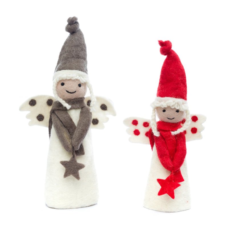 Christmas decoration - wool felt angel - Items for Display - Wool White