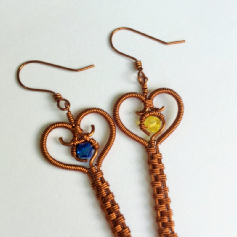 Two-tone heart key drape earrings - Earrings & Clip-ons - Other Metals 