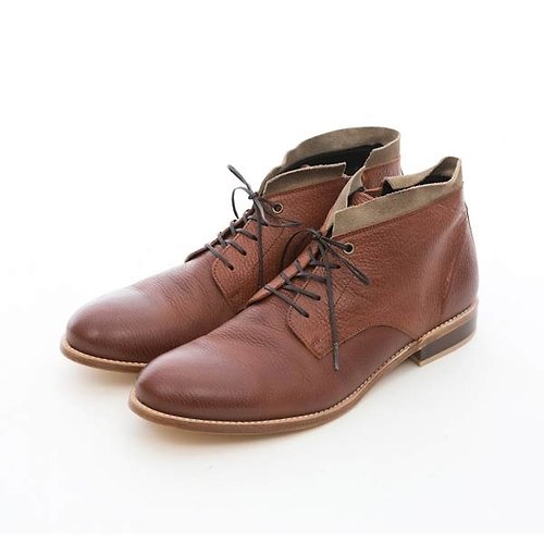 ARGIS 日本職人手工皮鞋 ARGIS 皮革底雙色拼接沙漠靴 #42215咖啡 -日本手工製