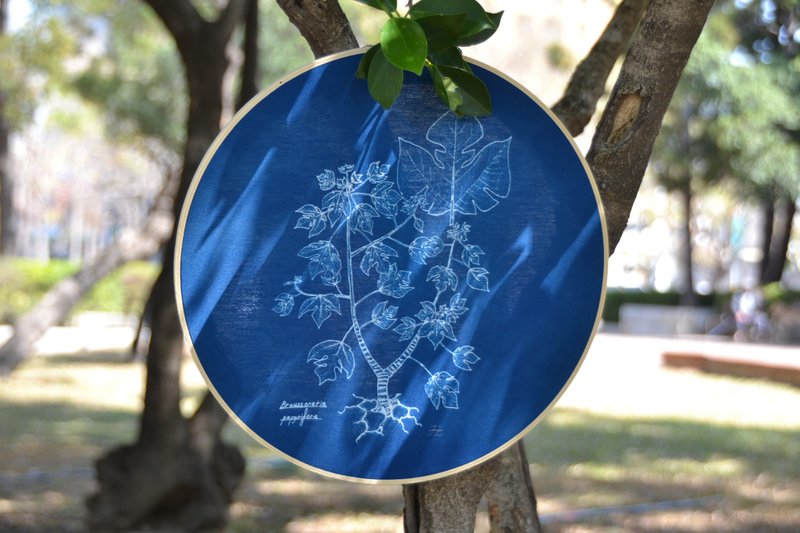 植物剪影。藍曬掛飾 - 擺飾/家飾品 - 棉．麻 藍色