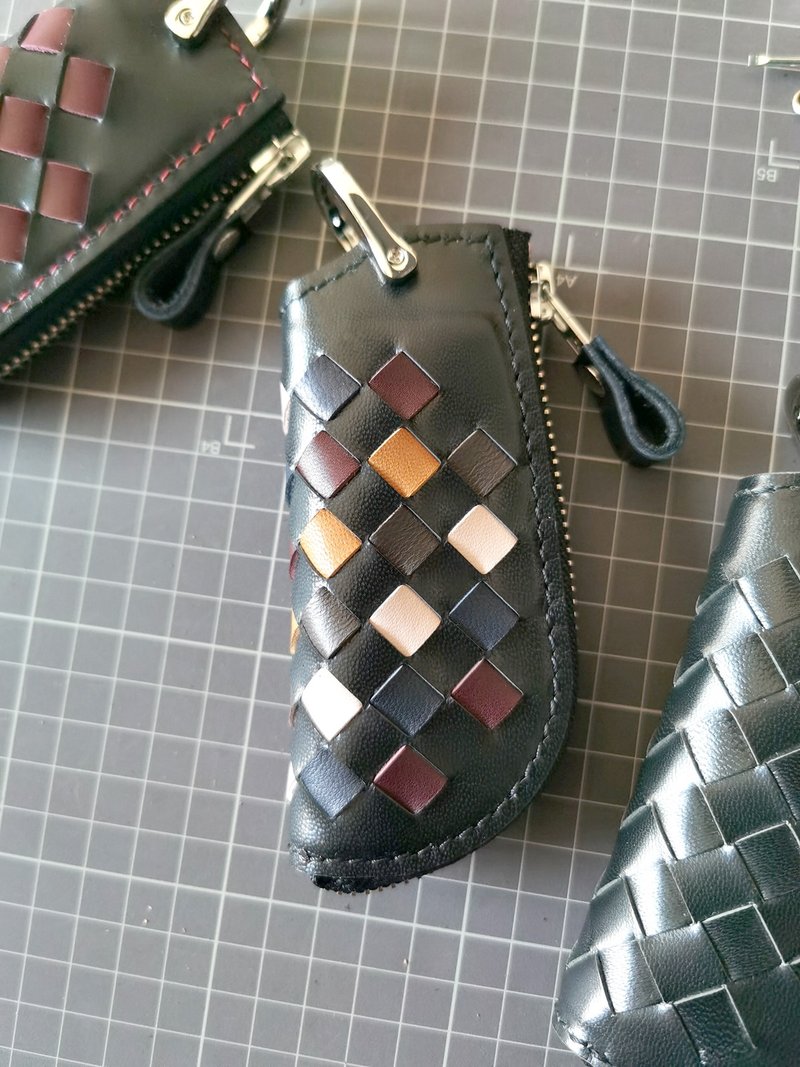 Leather braided DIY material bag car key bag / key bag - เครื่องหนัง - หนังแท้ 