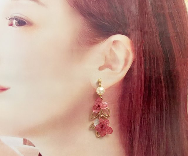 【新作】薔薇の水面模様　球体アシメピアス　イヤリング〜pink〜 ba7441d3522f8821f5d079f5059325