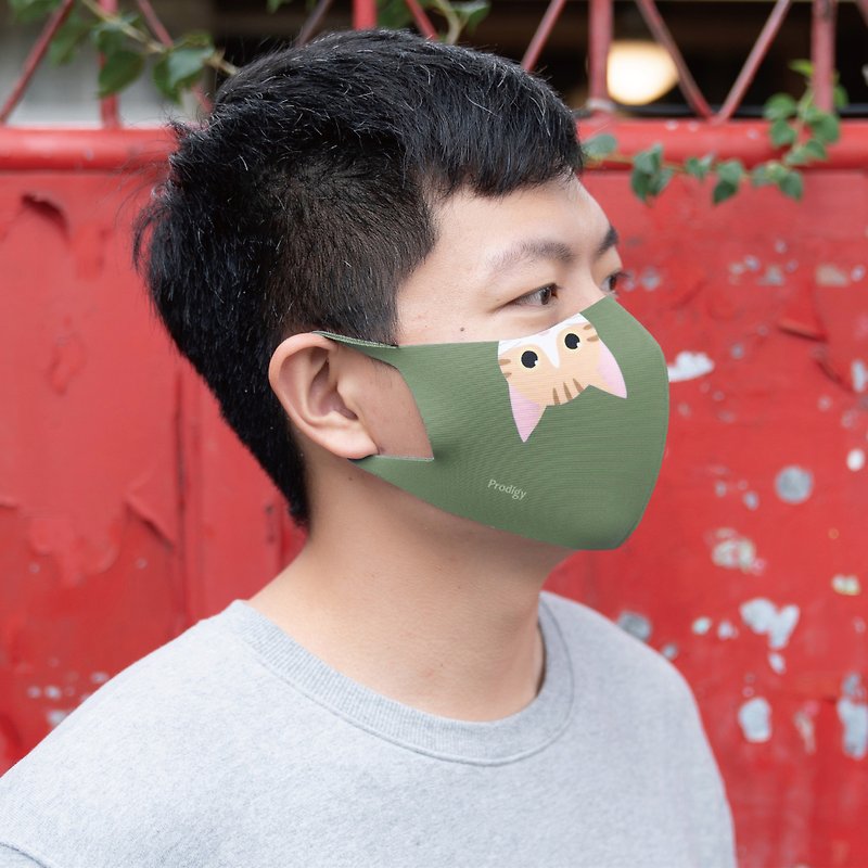 抹茶綠Miaow─3D立體透氣抗菌口罩 - 口罩/口罩收納套 - 其他材質 多色