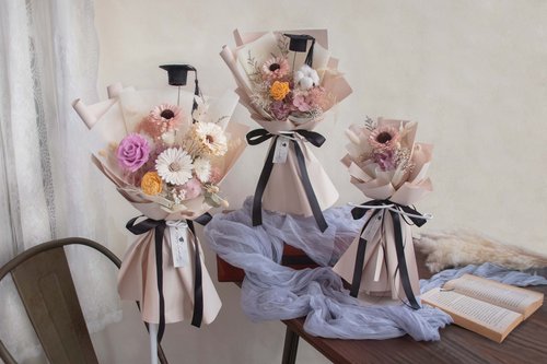 森嶼花．Hi.Floraland Flower Design 熱銷款 畢業花束 粉橘色畢業花束 擴香花束 共三種尺寸