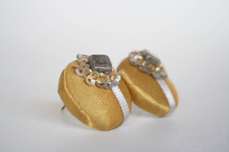 kurumi - 耳環/耳夾/耳骨夾 - 其他材質 卡其色