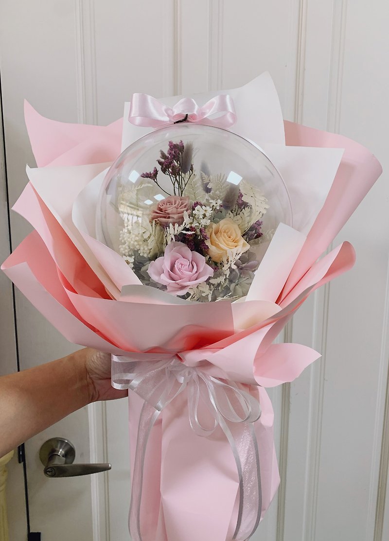 Not withered flowers_transparent ball bouquet - Dried Flowers & Bouquets - Other Materials Pink