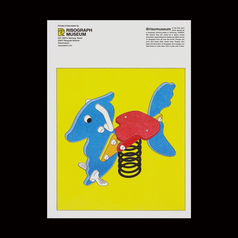 Risograph Museum - The Impression of Taiwan - Blue Horse - Cards & Postcards - Paper Yellow