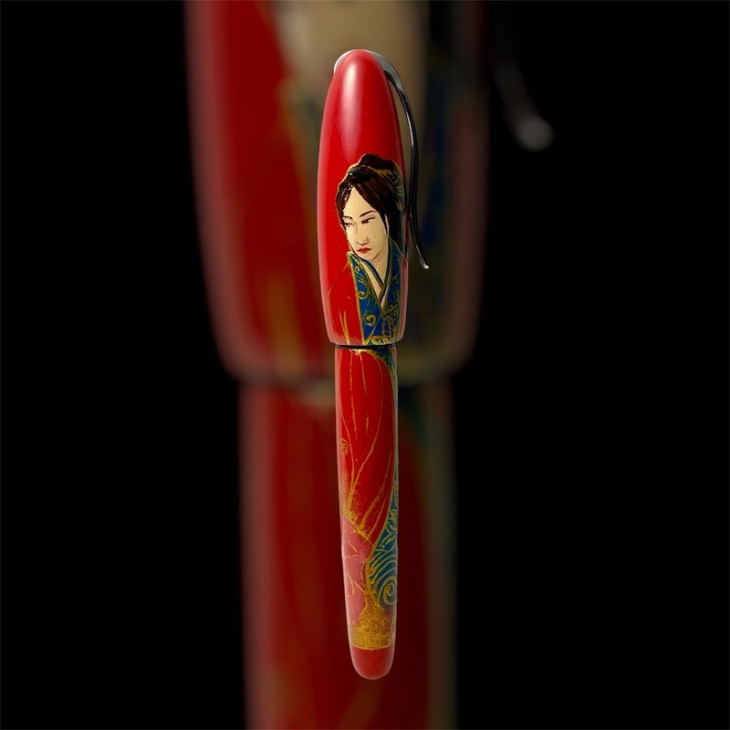 3952老山羊-天然漆彩繪筆 葛瑪蘭 蘇幕遮 玫瑰金書法鋼尖鋼筆 - 鋼筆 - 其他材質 