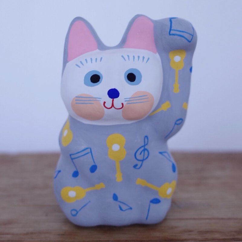 招き猫　ギター柄　左手招き - 公仔/玩偶 - 紙 