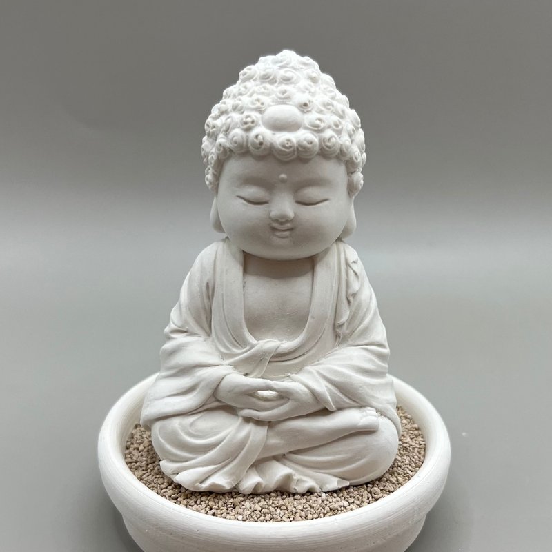 佛像擺飾 淨念吉祥小佛之育德 小盤套組 藝術香氛擴香 居家美學 - 擺飾/家飾品 - 水泥 白色
