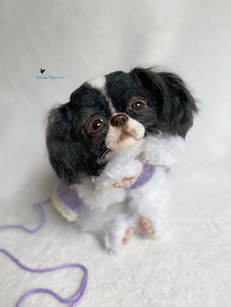 Japanese Chin puppy, realistic toy - Stuffed Dolls & Figurines - Polyester White