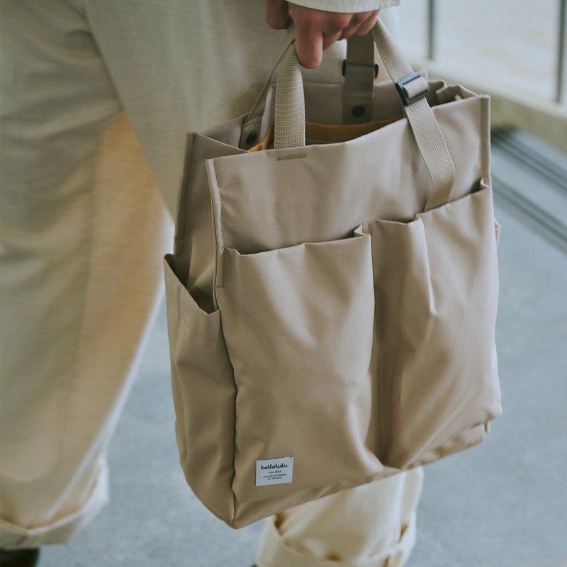 Classic系列新品 | LUKE 垂直三用托特包 單肩包 (霧卡其) - 側背包/斜背包 - 聚酯纖維 卡其色