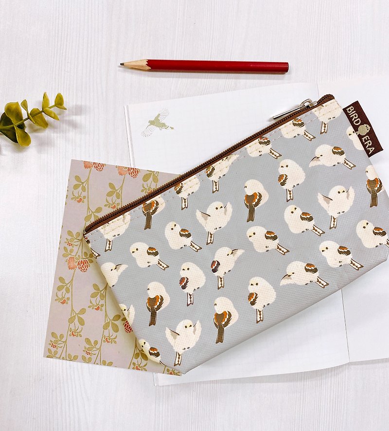 Sunny Bag x BIRD ERA bird age cosmetic bag- Silver throated tits - Toiletry Bags & Pouches - Other Materials Gray