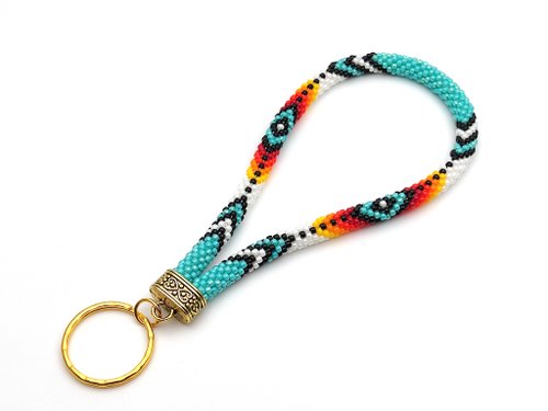 BeadCrochetKit DIY kit wristlet keychain, Bead crochet kit key wrist strap, Diy lanyard for key