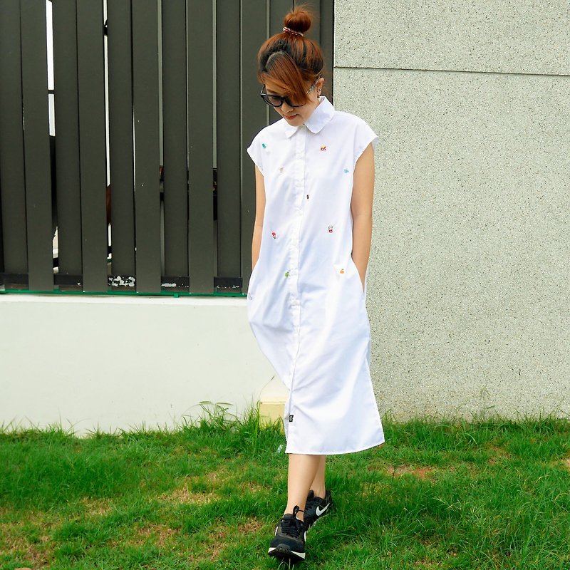 ⚡️Embroidery W.2 - 連身裙 - 其他材質 白色