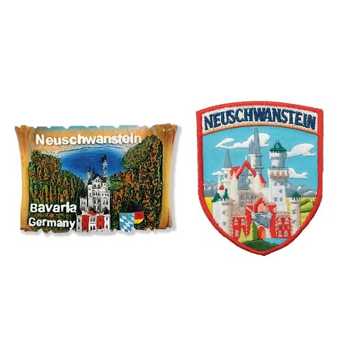 A-ONE 德國 新天鵝堡辦公室磁鐵+布魯塞爾 尿尿小童繡片貼【2件組】外國