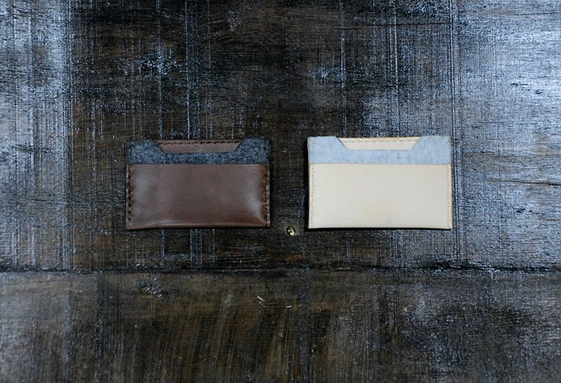 2 in1 2合1シリーズ手縫革カードセット 無料文字 - 名刺入れ・カードケース - 革 ブラウン