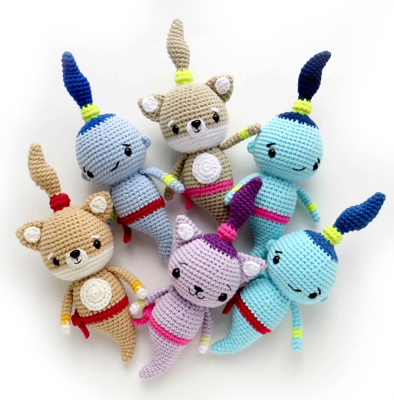 Set of 3 Crochet Patterns  Amigurumi Little Genie, Cat Genie, Dog Genie - 手工藝教學/工具書 - 其他材質 
