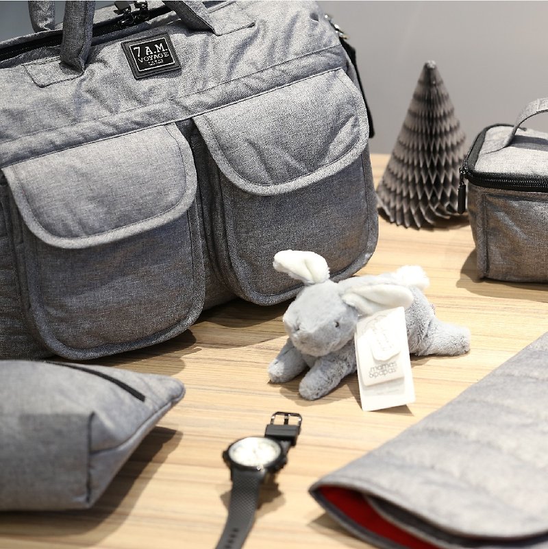 New York 7AM fashion mother / travel bag - perfect trip package (heather gray) - กระเป๋าคุณแม่ - วัสดุกันนำ้ สีเทา