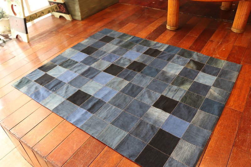 Handmade denim floor mat - small square - Blankets & Throws - Cotton & Hemp 