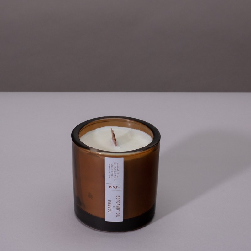 wxy Amber Mini Candle- Bergamot Oil + Bamboo /5oz - เทียน/เชิงเทียน - แก้ว สีนำ้ตาล