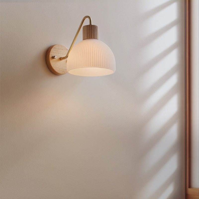 Taisho retro Western style North American ash wood wall lamp handmade from wood 248LW - Lighting - Wood Khaki