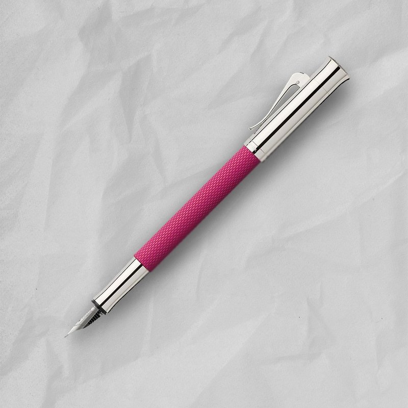 【Graf von Faber-Castell】繩紋飾 鋼筆-螢光粉 F尖 VIP刻字服務 - 鋼筆 - 樹脂 粉紅色