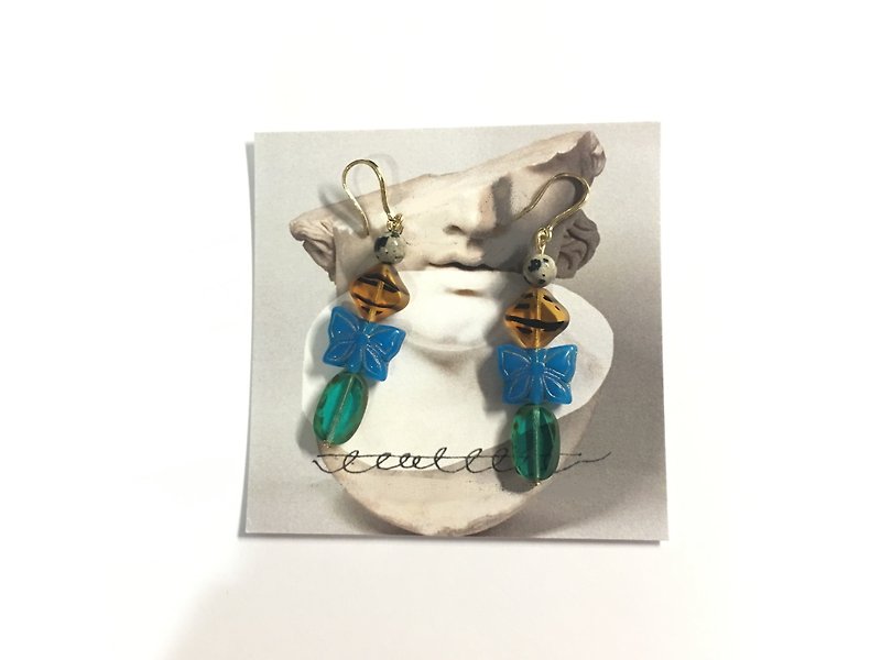 Philosopher's Stone Blue Butterfly Earrings - Earrings & Clip-ons - Glass Multicolor
