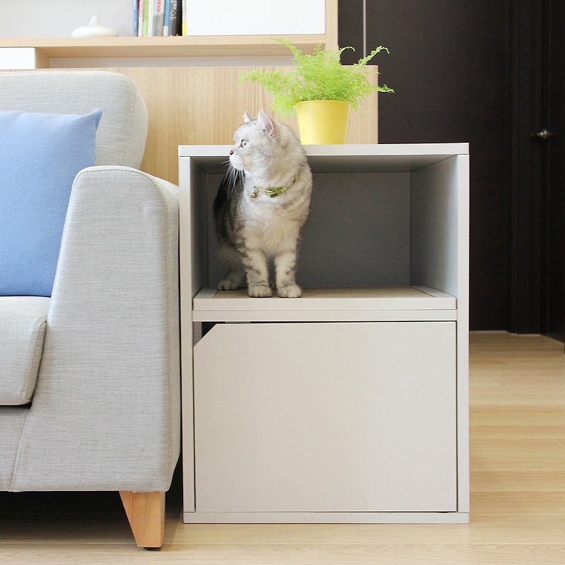 Vertical Cat Litter Box Furniture - White - Other - Paper White