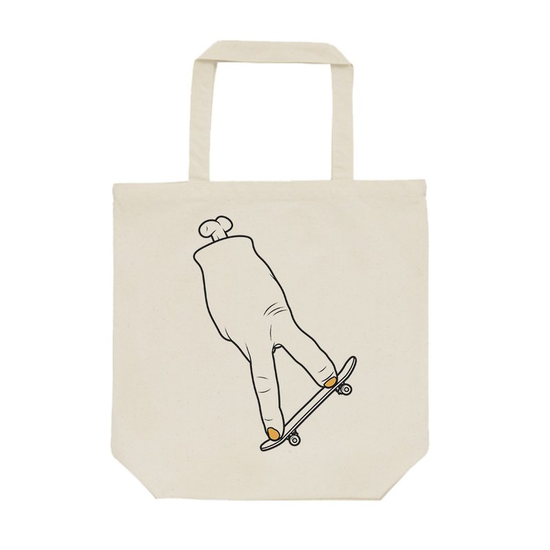 tote bag / Finger Board "Nose manual" - 手提包/手提袋 - 棉．麻 卡其色