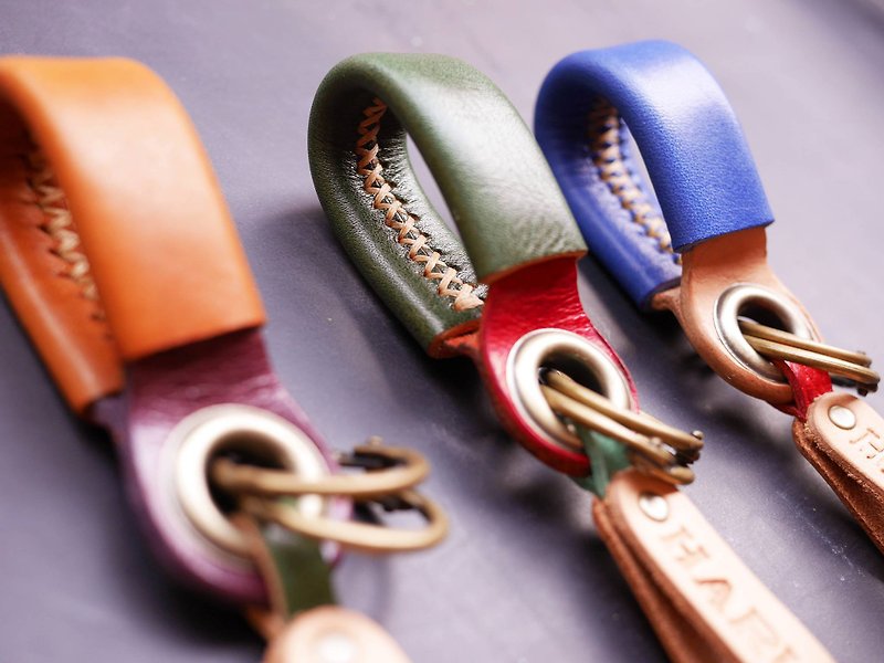 One hand lucky key ring - Charms - Genuine Leather Orange