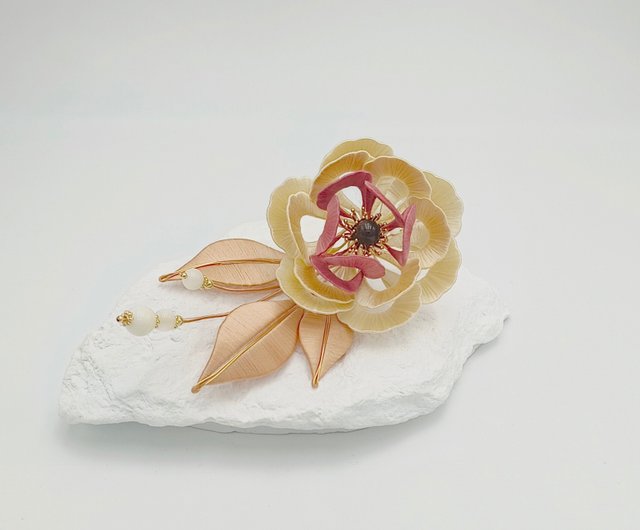 Peony handmade silk flower hairpin A】Tang dynasty costume Hanfu kimono  bride - Shop toyunstudio Hair Accessories - Pinkoi