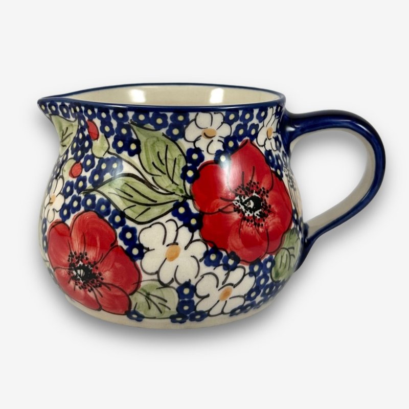 Polish hand-painted hand-made pottery-milk jug 500ML Quiet Red Series Designer Model - Teapots & Teacups - Pottery Multicolor