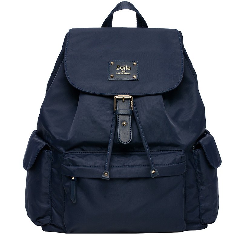 Style drawstring backpack L size (midnight blue)_nursing bag_mom bag_fashionable backpack - กระเป๋าเป้สะพายหลัง - ไนลอน สีน้ำเงิน