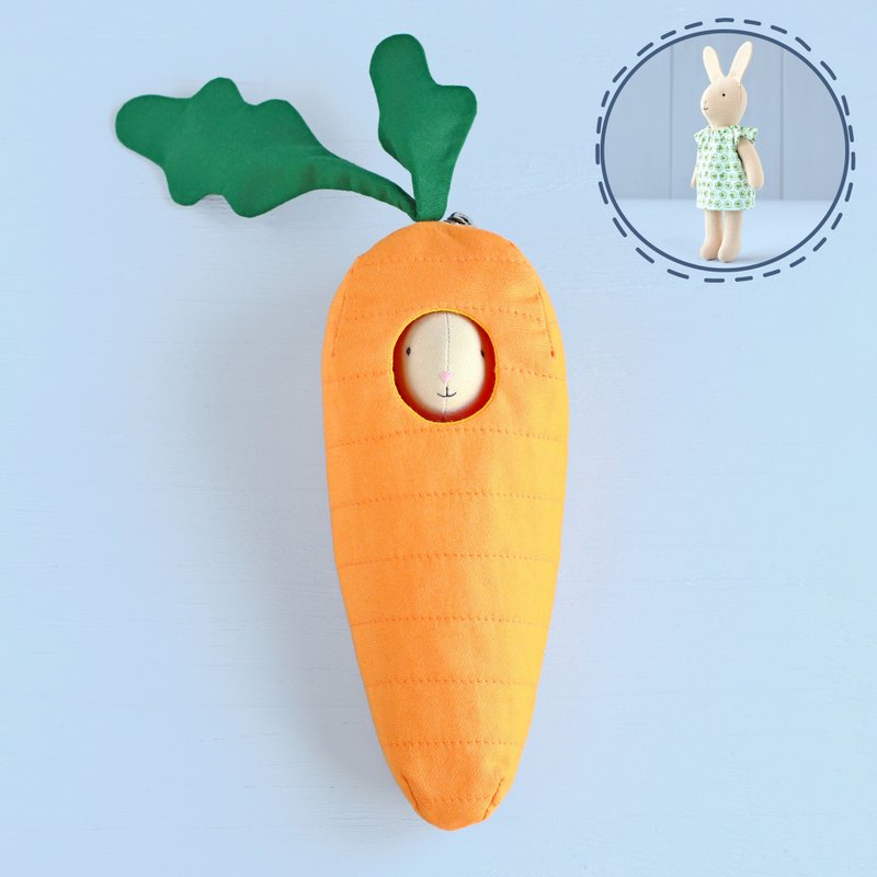 2 PDF Mini Bunny with Stand-Up Ears in Dress and Carrot Pouch Sewing Pattens - 手工藝教學/工具書 - 其他材質 