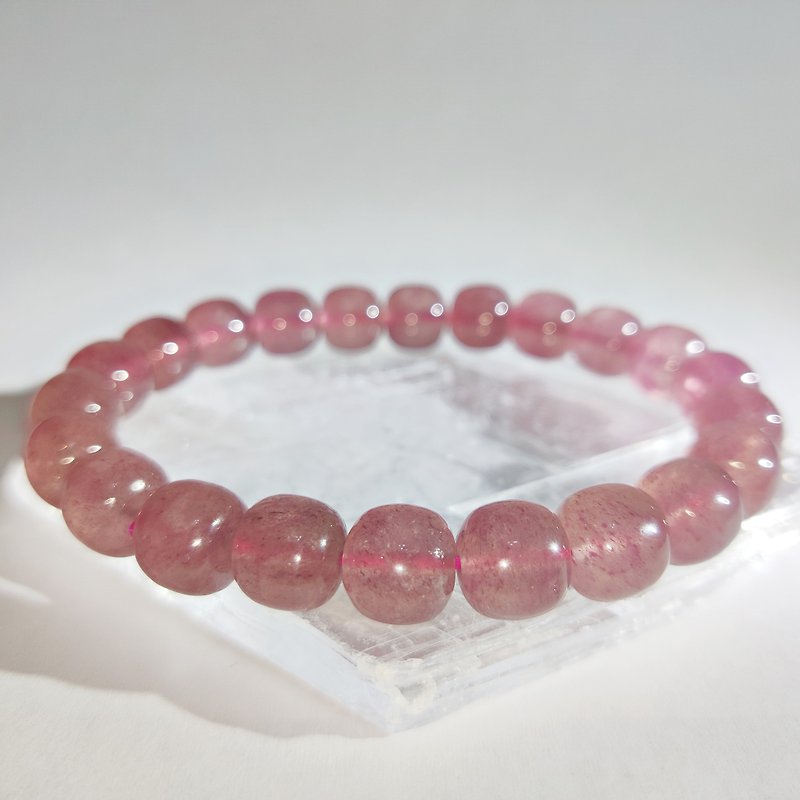Strawberry Crystal Strawberry Crystal Russian 9mm Bracelet Natural Crystal - Bracelets - Crystal Pink