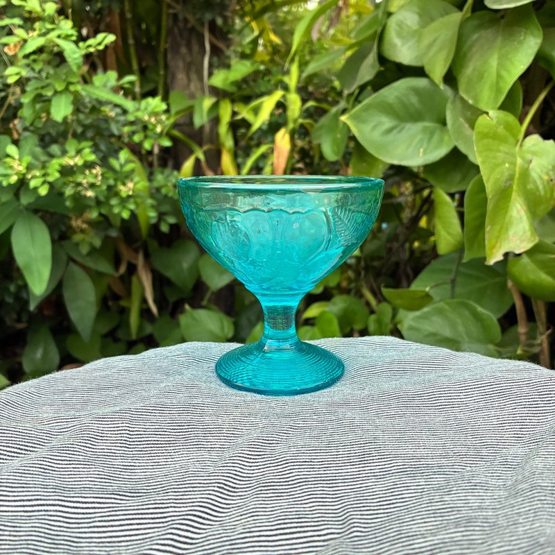 1950年代 法国蓝色压制玻璃冰淇淋杯 - 杯子 - 玻璃 藍色