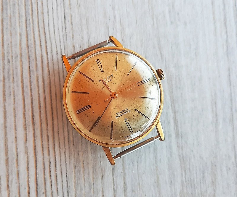Soviet Poljot de Luxe watch wind up - vintage mens wrist watch gold plated AU 20 - 男錶/中性錶 - 不鏽鋼 金色