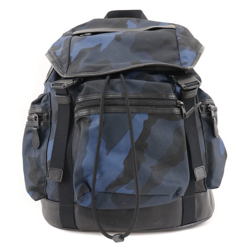 【日本直送】コーチ COACH リュック・デイパック 迷彩 ナイロン × カーフ 青/黒 メンズ【中古】 - 後背包/背包/書包 - 尼龍 藍色